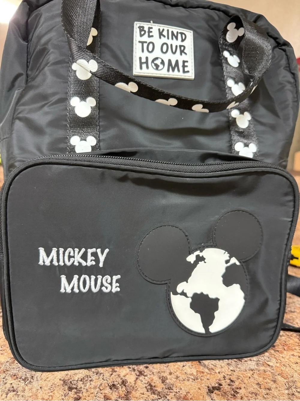 Disney Black Mickey Mouse Backpack with White Earth Patch